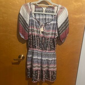 Forever 21 Boho Print Mini Dress in Navy, White, and Red